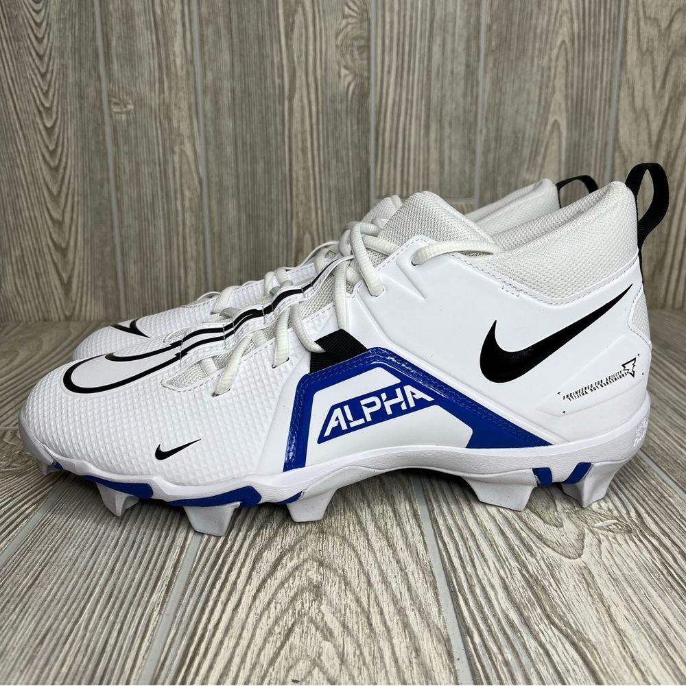 Nike Alpha Menace 3 Shark Football Cleats White Blue Men's Size 11 CV0582-101
